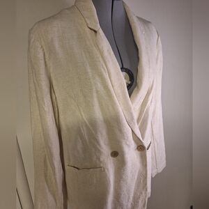 LC Lauren Conrad Linen Cream Blazer Size Large